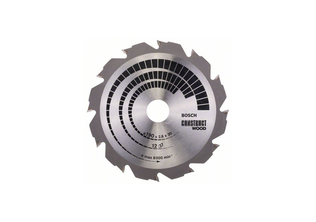 Lame de scie circulaire Construct Wood 190 x 30 x 2,6 mm 12 - 2608640633 - Bosch