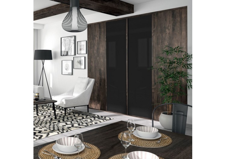 Façade de placard coulissante 4 portes Monteverde verre laqué - Kazed : Confort'Mat 2