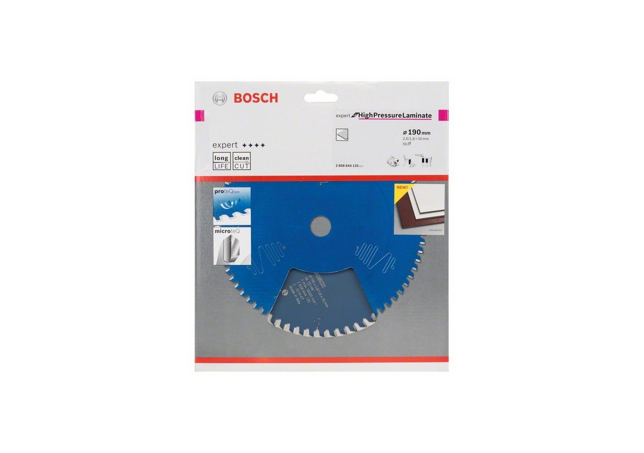 Lame de scie circulaire Expert for High Pressure Laminate 190 x 30 x 2,6 mm, 56 - 2608644135 - Bosch