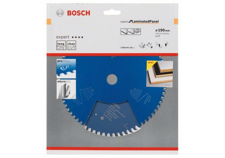 Lame de scie circulaire Expert for Laminated Panel 190 x 20 x 2,6 mm, 60 - 2608644129 - Bosch