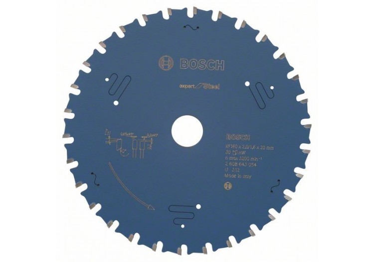 Lame de scie circulaire Expert for Steel 160 x 20 x 2,0 mm, 30 - 2608643054 - Bosch