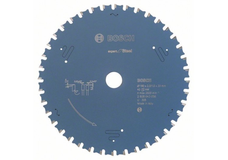 Lame de scie circulaire Expert for Steel 190 x 20 x 2,0 mm, 40 - 2608643056 - Bosch