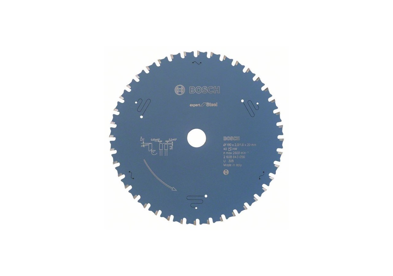 Lame de scie circulaire Expert for Steel 190 x 20 x 2,0 mm, 40 - 2608643056 - Bosch