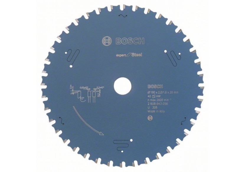 Lame de scie circulaire Expert for Steel 190 x 20 x 2,0 mm, 40 - 2608643056 - Bosch Lame de scie circulaire Expert for Steel 190 x 20 x 2,0 mm, 40 - 2608643056 - Bosch