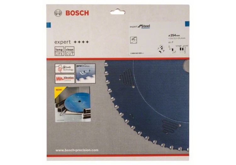 Lame de scie circulaire Expert for Steel 254 x 25,4 x 2,6 mm, 60 - 2608643059 - Bosch