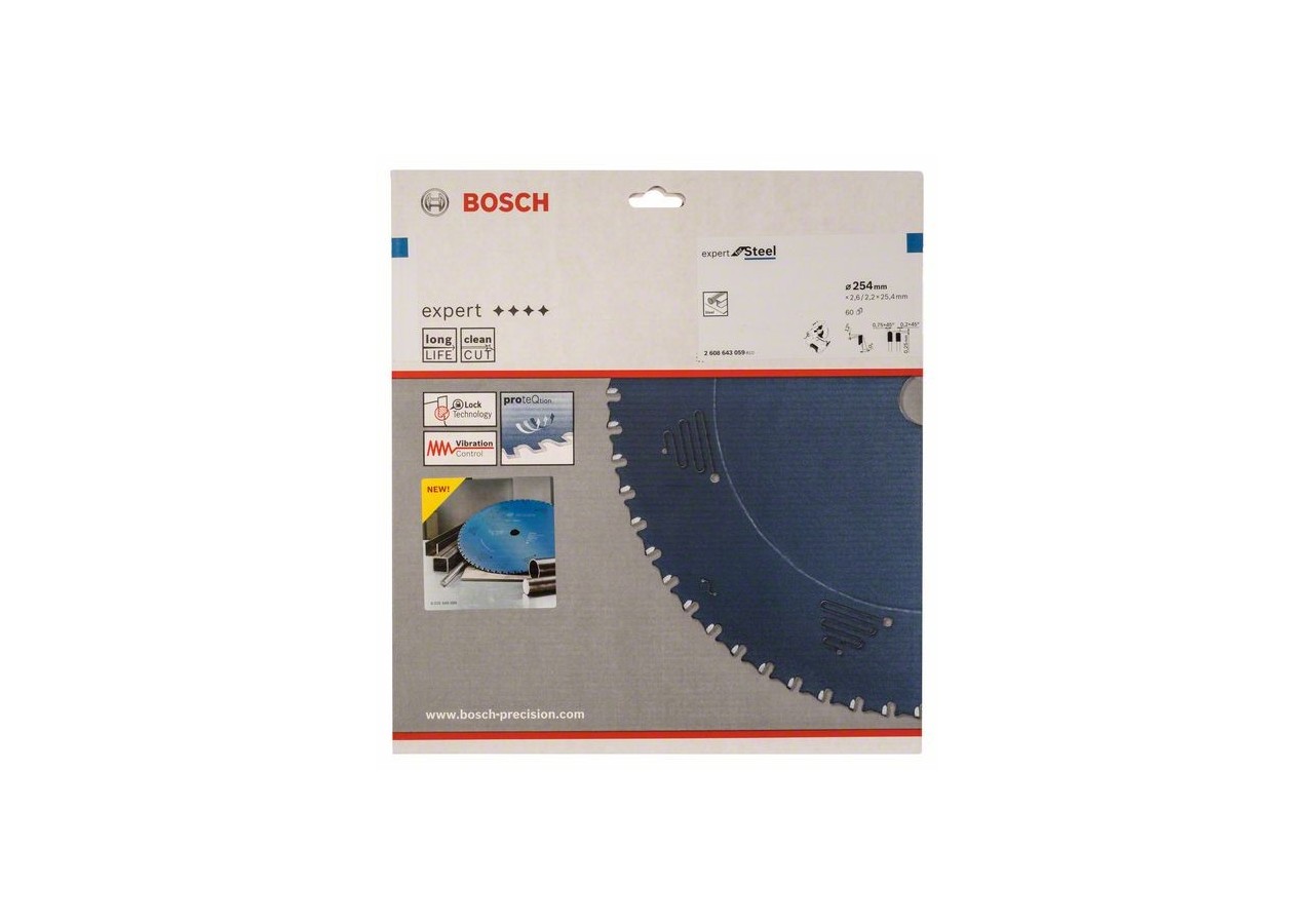 Lame de scie circulaire Expert for Steel 254 x 25,4 x 2,6 mm, 60 - 2608643059 - Bosch