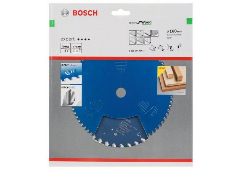 Lame de scie circulaire Expert for Wood 160 x 20 x 2,2 mm, 36 - 2608644017 - Bosch