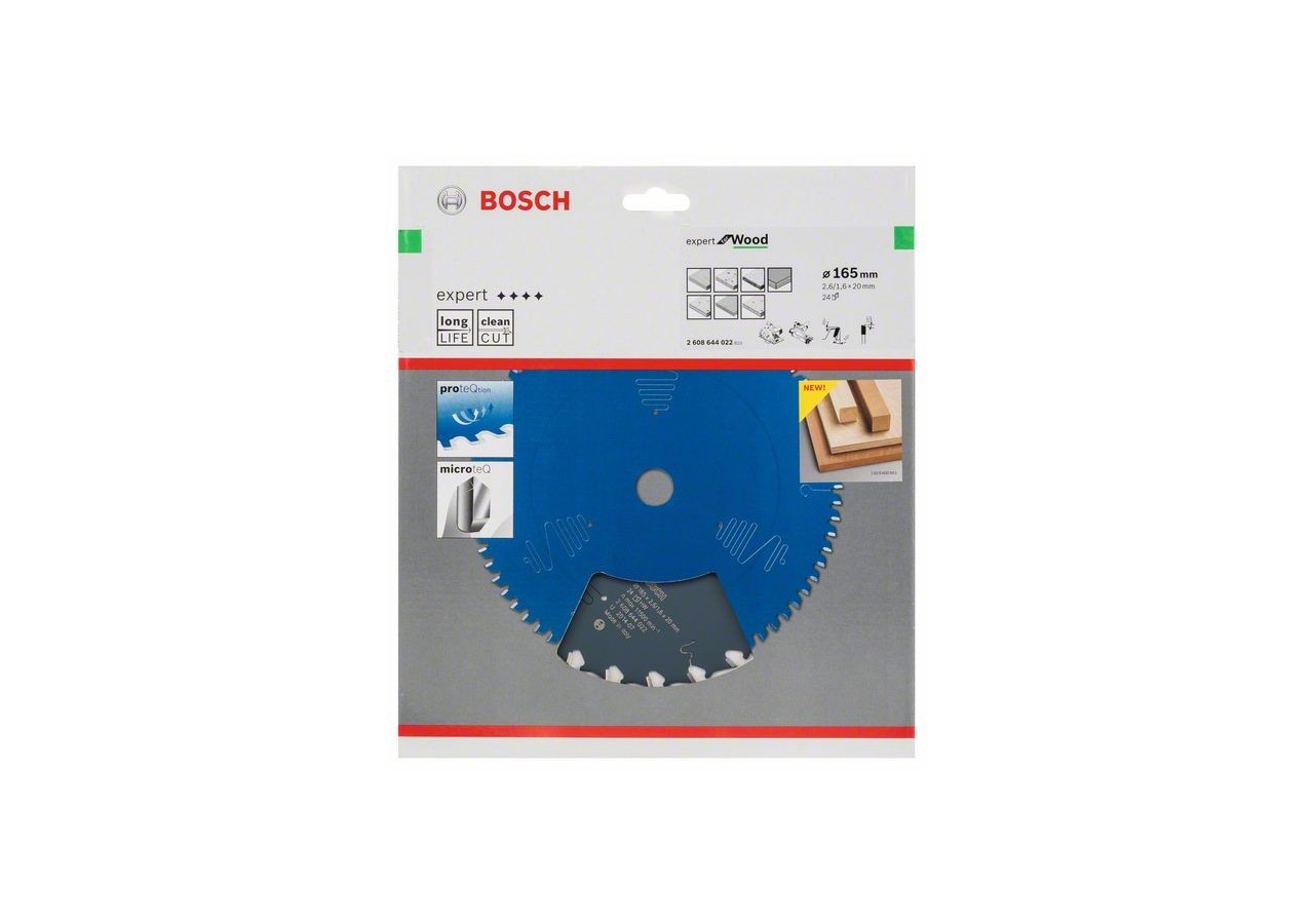 Lame de scie circulaire Expert for Wood 165 x 20 x 2,6 mm, 24 - 2608644022 - Bosch