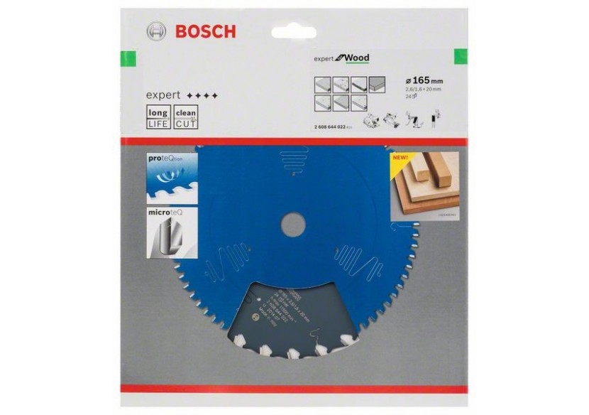Lame de scie circulaire Expert for Wood 165 x 20 x 2,6 mm, 24 - 2608644022 - Bosch