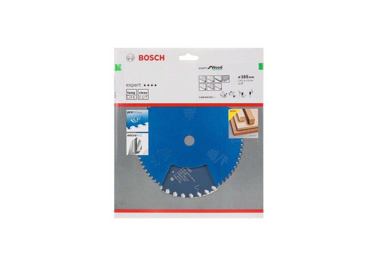 Lame de scie circulaire Expert for Wood 165 x 20 x 2,6 mm, 36 - 2608644023 - Bosch