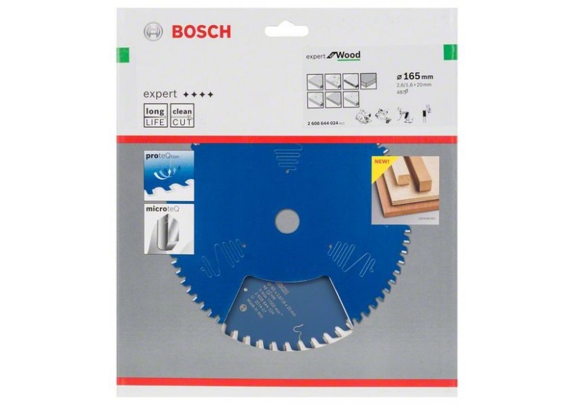 Lame de scie circulaire Expert for Wood 165 x 20 x 2,6 mm, 48 - 2608644024 - Bosch
