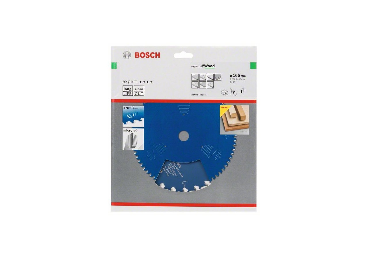 Lame de scie circulaire Expert for Wood 165 x 30 x 2,6 mm, 24 - 2608644025 - Bosch