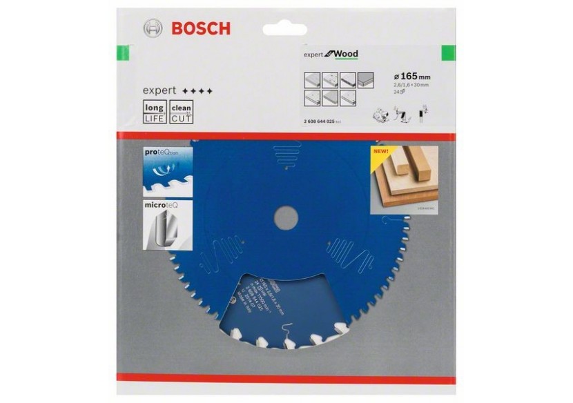 Lame de scie circulaire Expert for Wood 165 x 30 x 2,6 mm, 24 - 2608644025 - Bosch