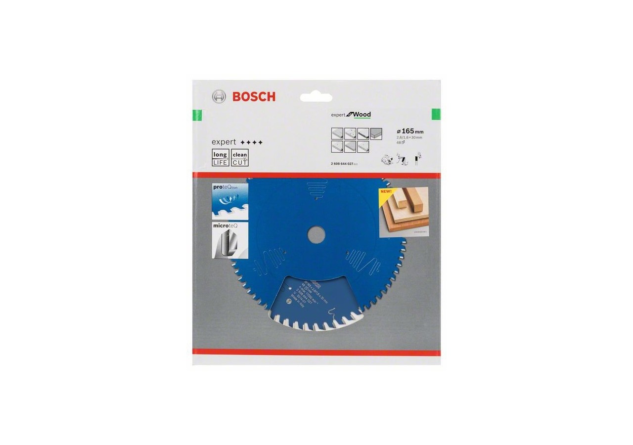 Lame de scie circulaire Expert for Wood 165 x 30 x 2,6 mm, 48 - 2608644027 - Bosch