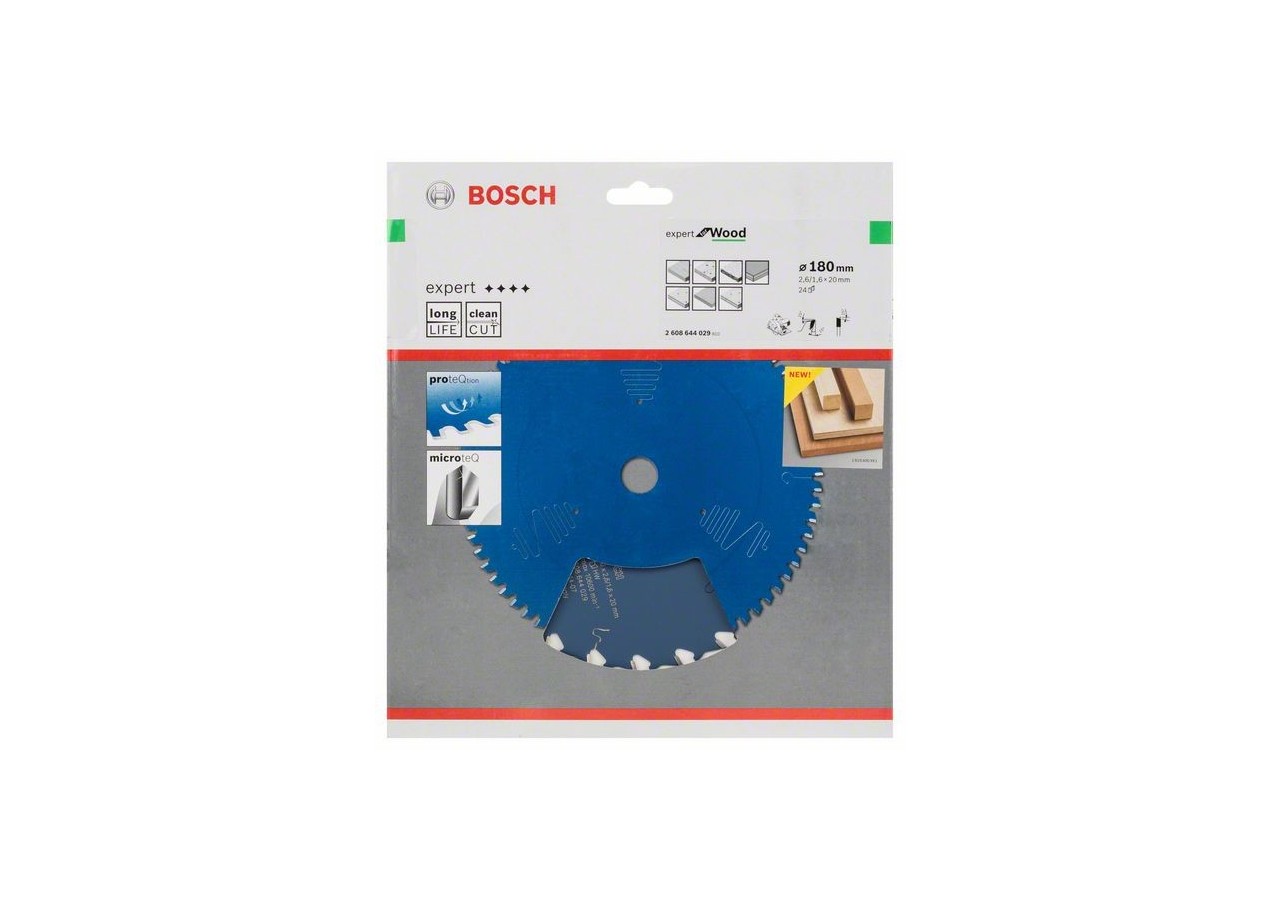 Lame de scie circulaire Expert for Wood 180 x 20 x 2,6 mm, 24 - 2608644029 - Bosch