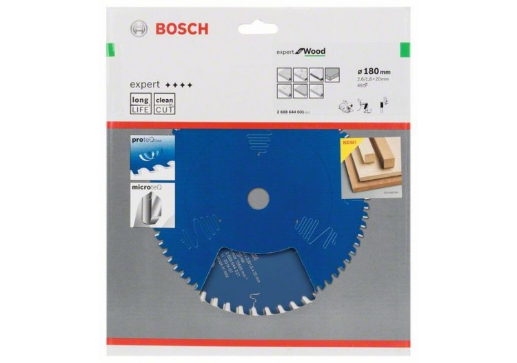 Lame de scie circulaire Expert for Wood 180 x 20 x 2,6 mm, 48 - 2608644031 - Bosch