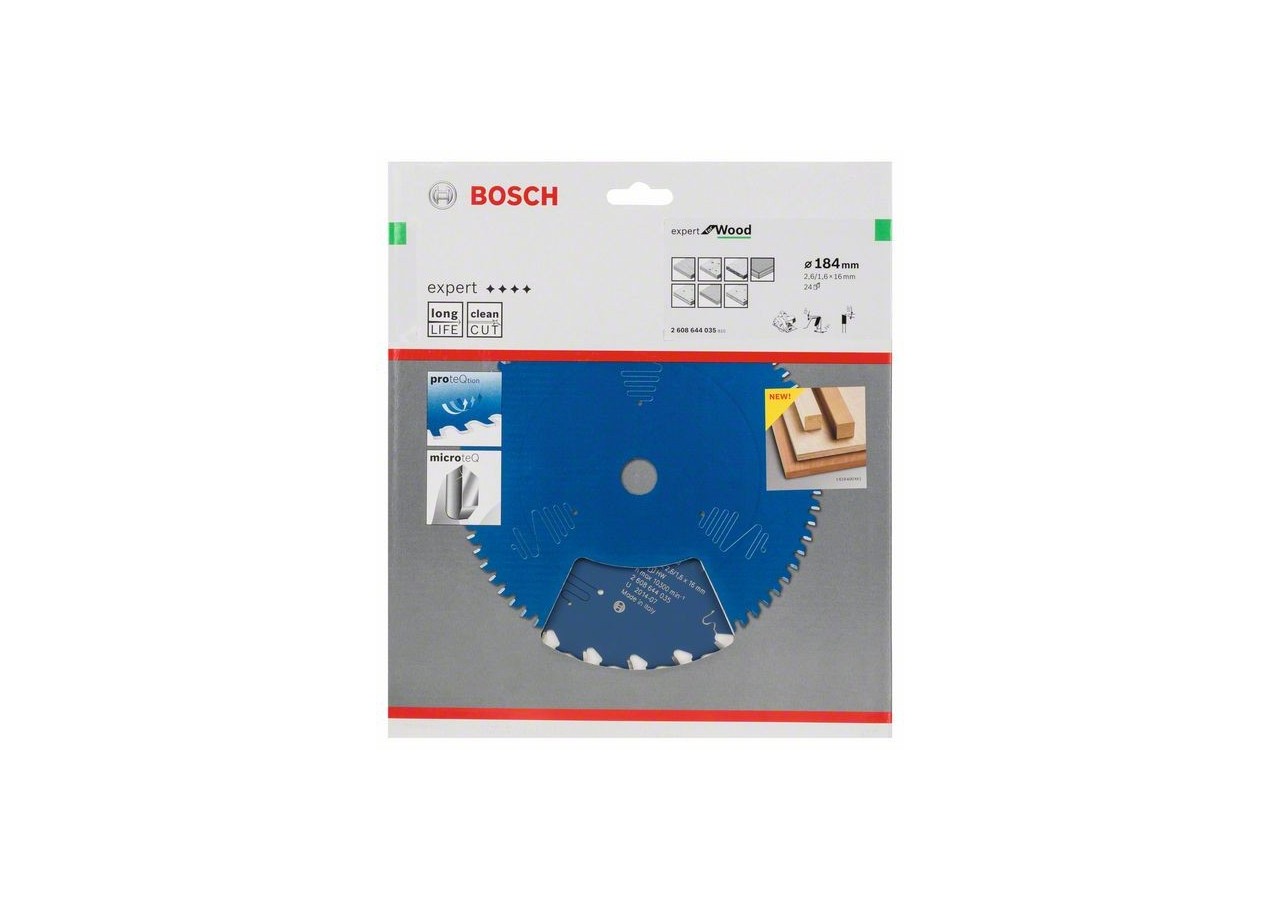 Lame de scie circulaire Expert for Wood 184 x 16 x 2,6 mm, 24 - 2608644035 - Bosch