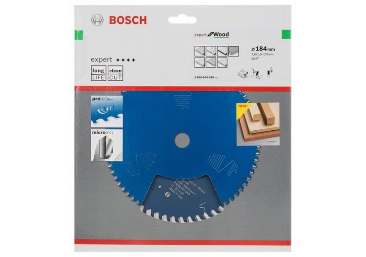 Lame de scie circulaire Expert for Wood 184 x 20 x 2,6 mm, 56 - 2608644040 - Bosch