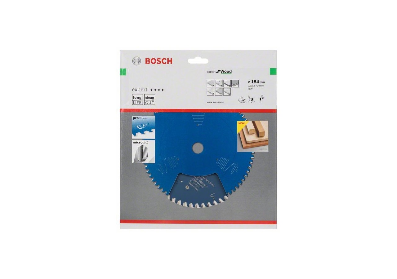 Lame de scie circulaire Expert for Wood 184 x 20 x 2,6 mm, 56 - 2608644040 - Bosch
