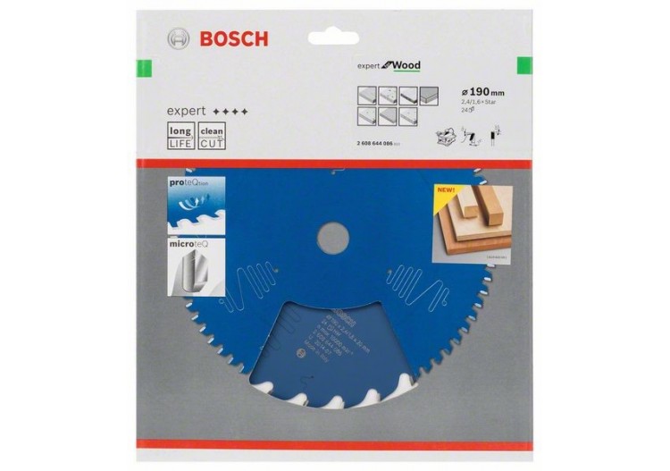 Lame de scie circulaire Expert for Wood 190 x 2,4 mm, 24 - 2608644086 - Bosch