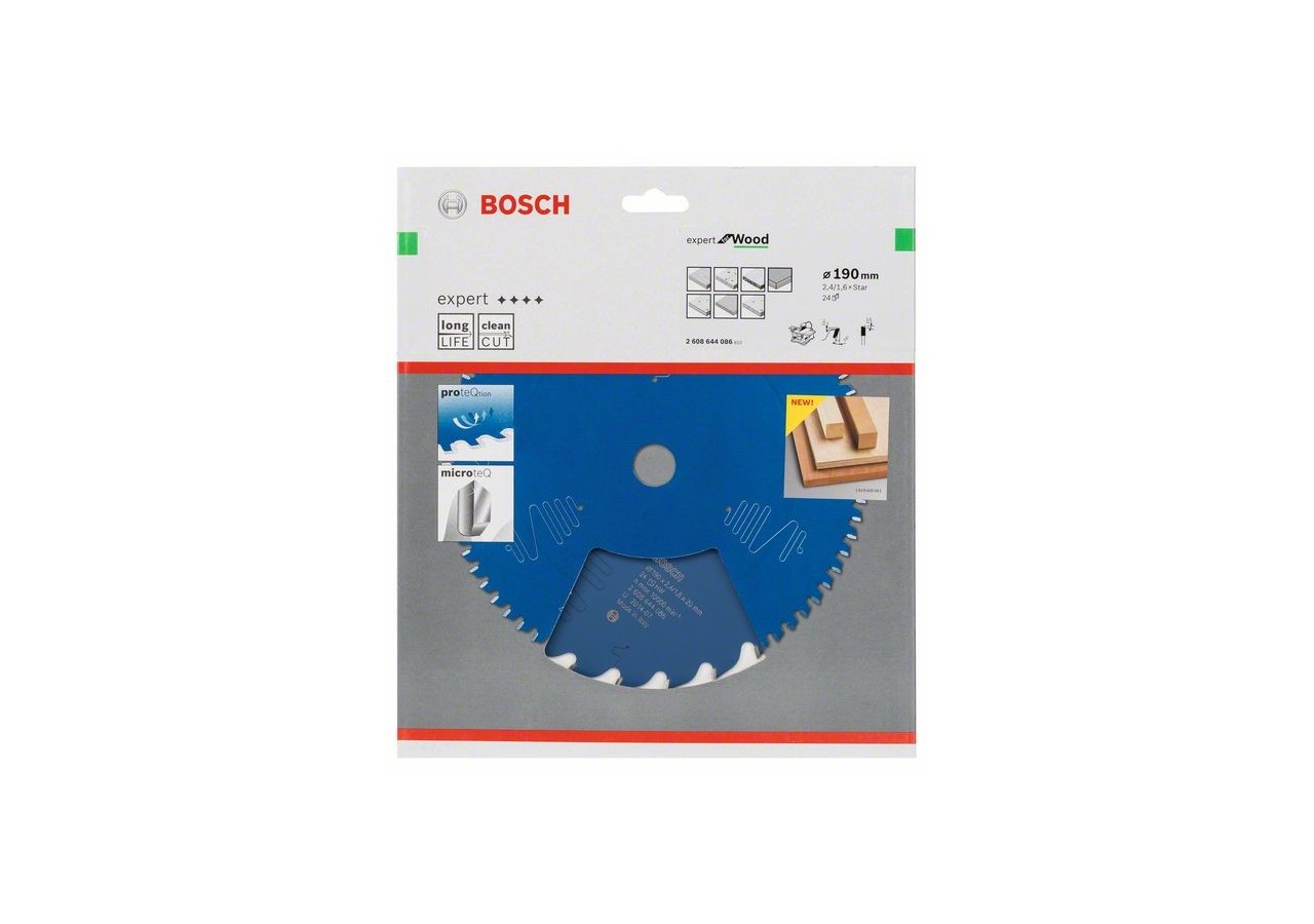 Lame de scie circulaire Expert for Wood 190 x 2,4 mm, 24 - 2608644086 - Bosch