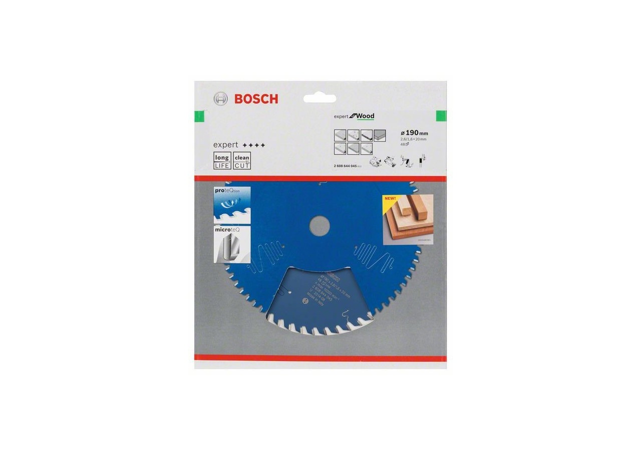 Lame de scie circulaire Expert for Wood 190 x 20 x 2,6 mm, 48 - 2608644045 - Bosch