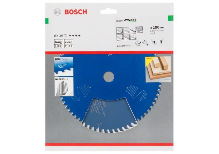 Lame de scie circulaire Expert for Wood 190 x 20 x 2,6 mm, 56 - 2608644046 - Bosch