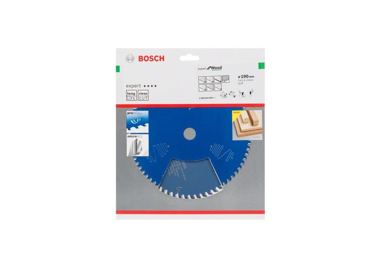 Lame de scie circulaire Expert for Wood 190 x 20 x 2,6 mm, 56 - 2608644046 - Bosch