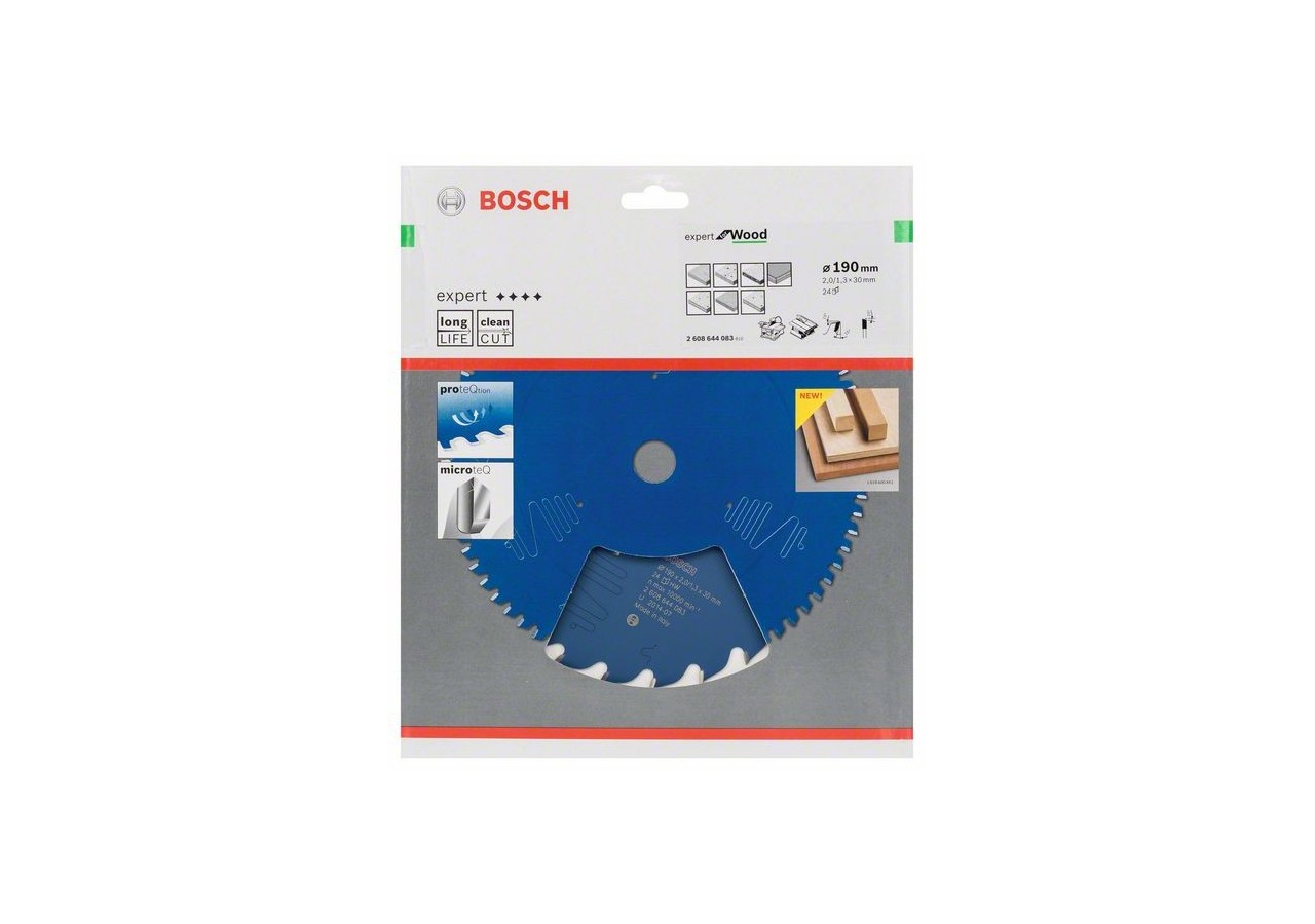 Lame de scie circulaire Expert for Wood 190 x 30 x 2,0 mm, 24 - 2608644083 - Bosch