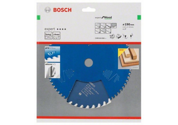 Lame de scie circulaire Expert for Wood 190 x 30 x 2,0 mm, 40 - 2608644084 - Bosch