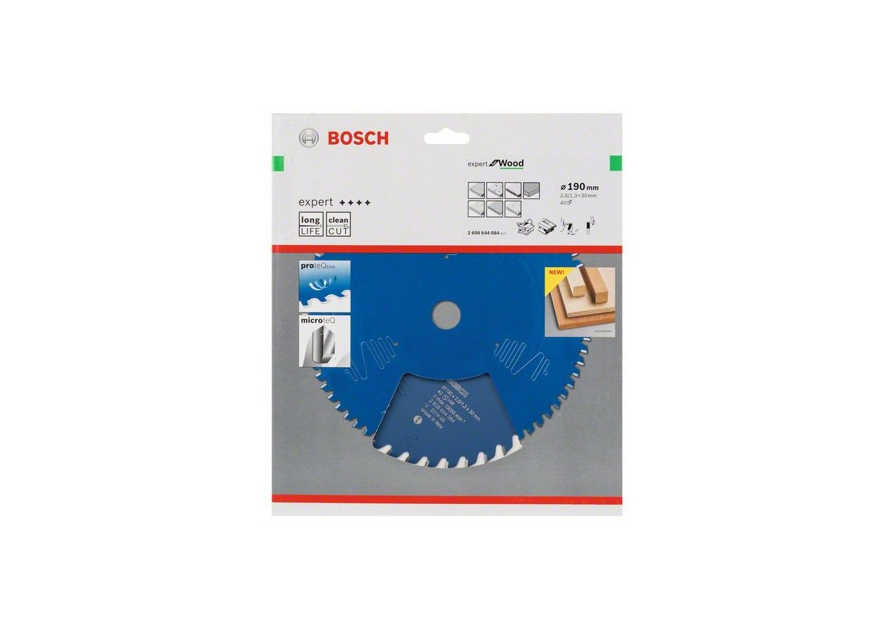 Lame de scie circulaire Expert for Wood 190 x 30 x 2,0 mm, 40 - 2608644084 - Bosch