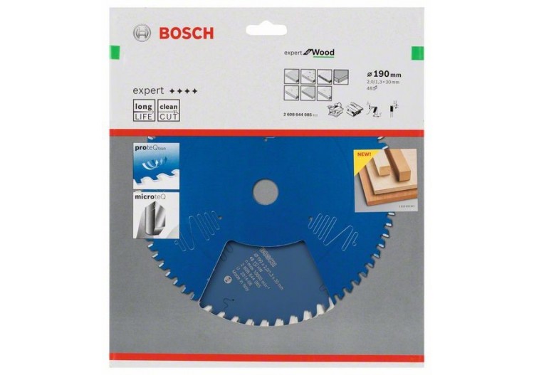 Lame de scie circulaire Expert for Wood 190 x 30 x 2,0 mm, 48 - 2608644085 - Bosch