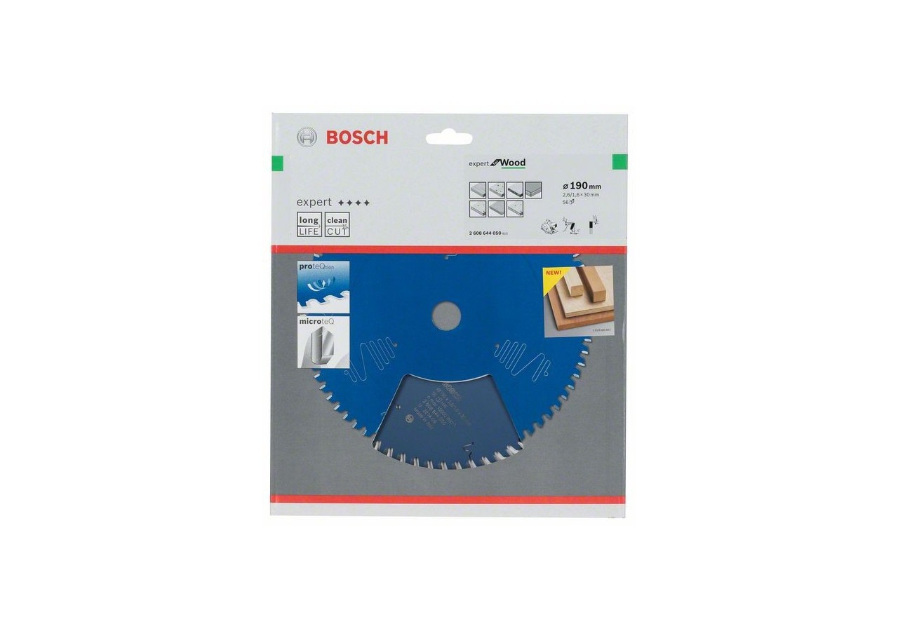 Lame de scie circulaire Expert for Wood 190 x 30 x 2,6 mm, 56 - 2608644050 - Bosch