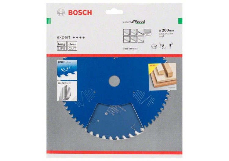 Lame de scie circulaire Expert for Wood 200 x 32 x 2,8 mm, 48 - 2608644055 - Bosch
