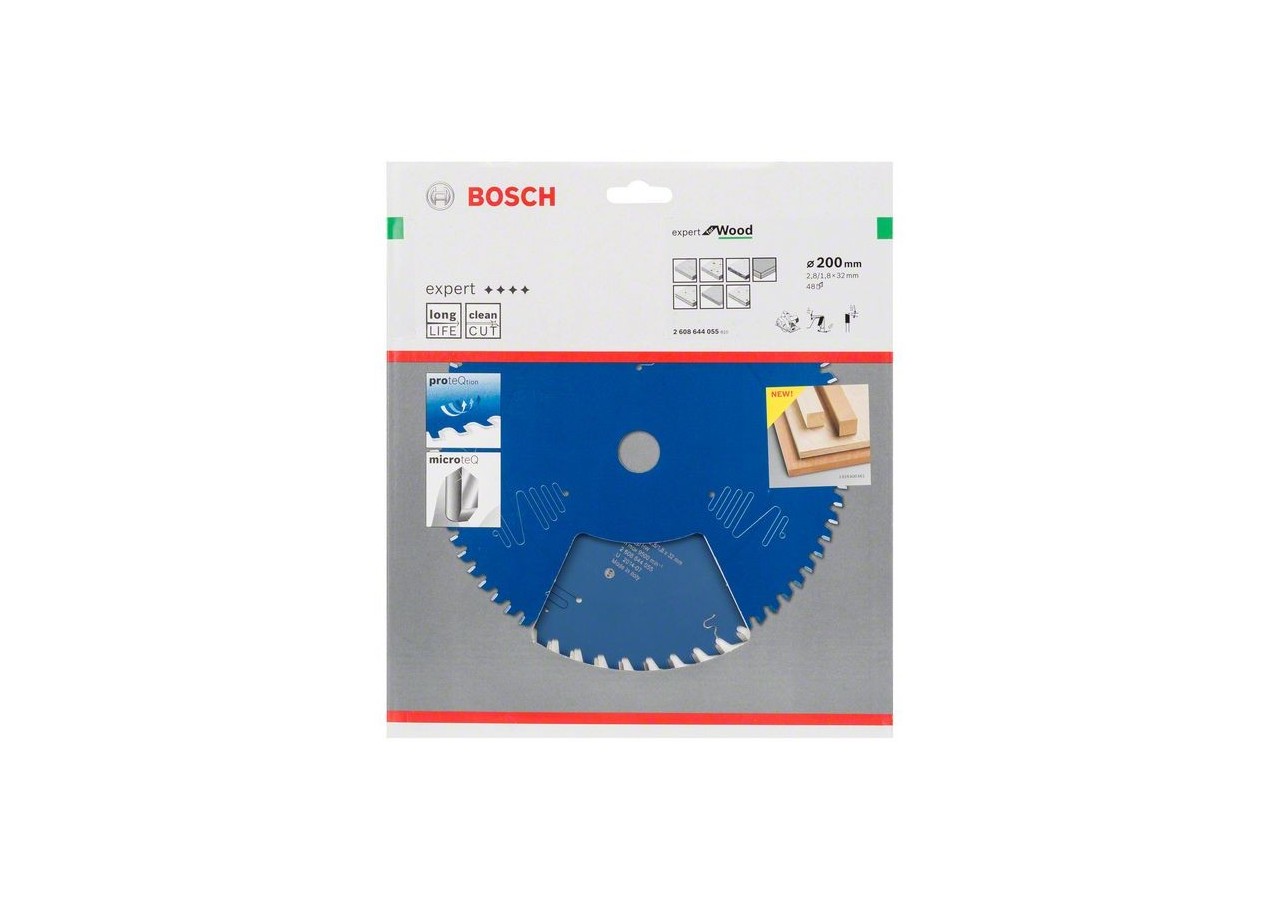 Lame de scie circulaire Expert for Wood 200 x 32 x 2,8 mm, 48 - 2608644055 - Bosch
