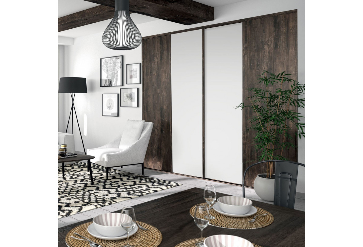 Façade de placard coulissante 4 portes Monteverde uni mat - Kazed : Confort'Mat