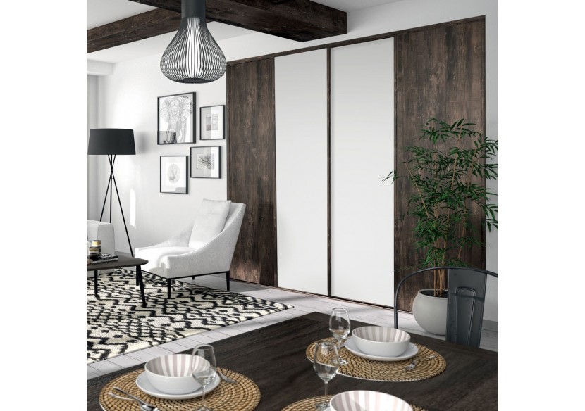 Façade de placard coulissante 4 portes Monteverde uni mat - Kazed : Confort'Mat