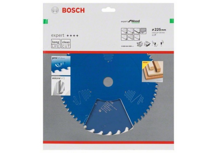Lame de scie circulaire Expert for Wood 225 x 30 x 2,6 mm, 32 - 2608644089 - Bosch