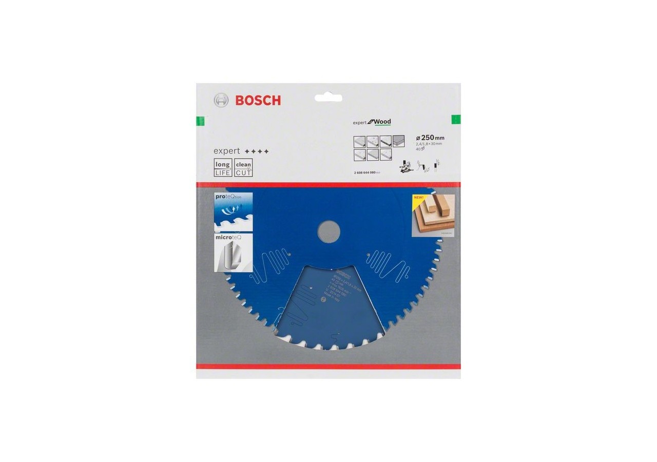 Lame de scie circulaire Expert for Wood 250 x 30 x 2,4 mm, 40 - 2608644080 - Bosch