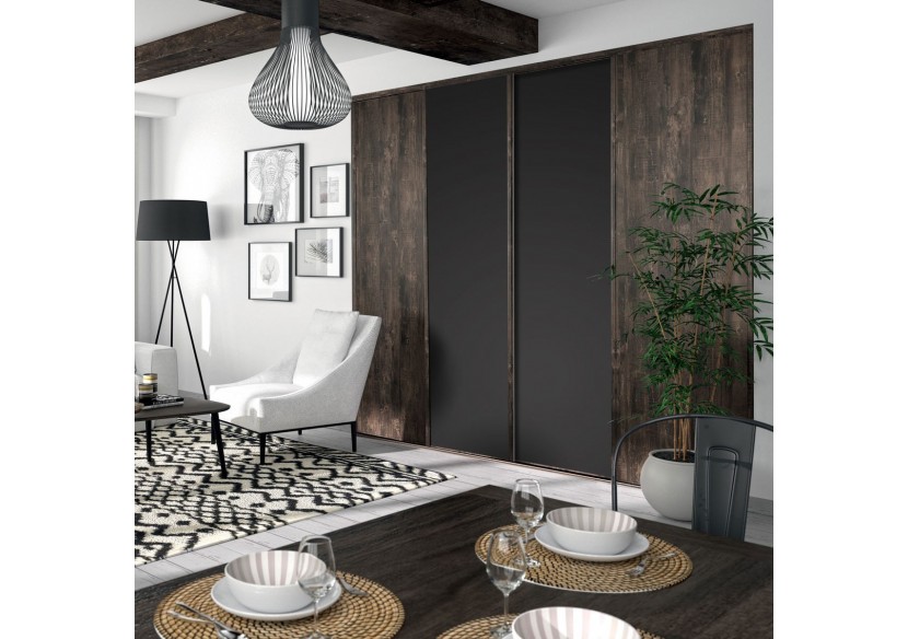 Façade de placard coulissante 4 portes Monteverde uni mat - Kazed : Confort'Mat