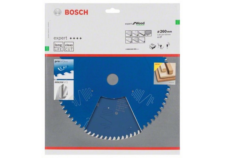 Lame de scie circulaire Expert for Wood 260 x 30 x 2,8 mm, 80 - 2608644091 - Bosch