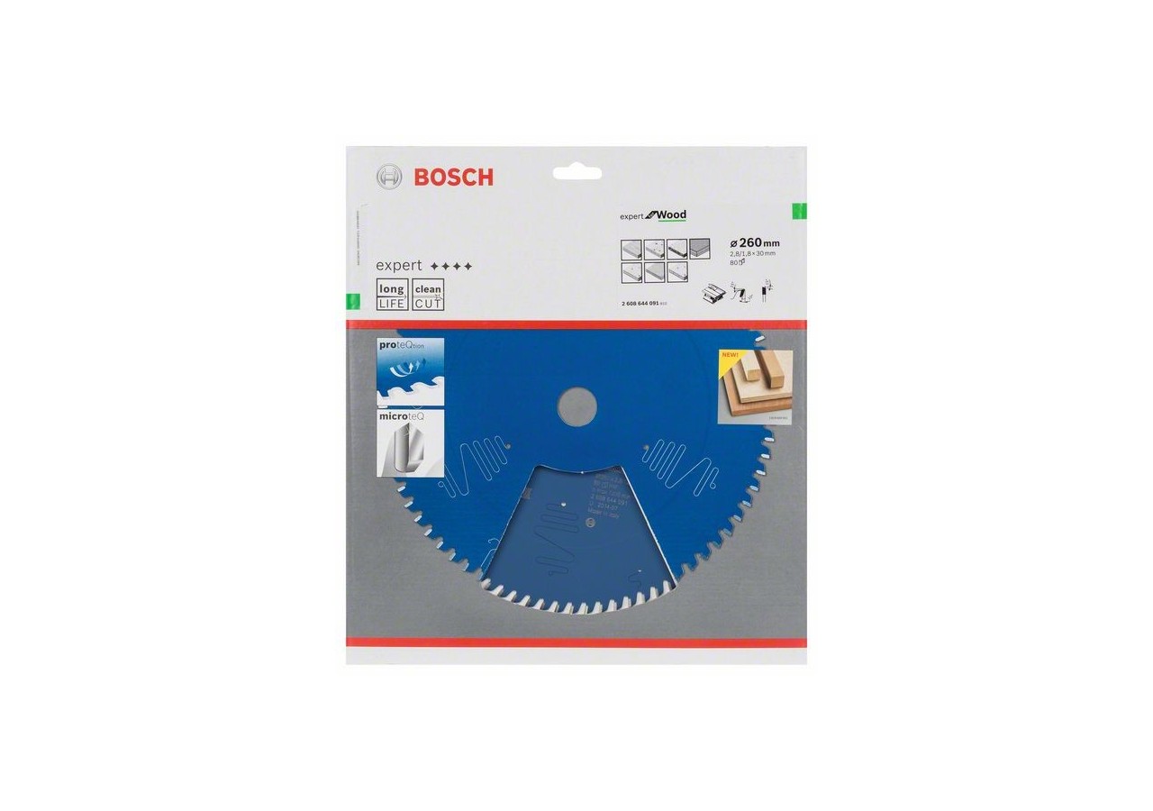 Lame de scie circulaire Expert for Wood 260 x 30 x 2,8 mm, 80 - 2608644091 - Bosch