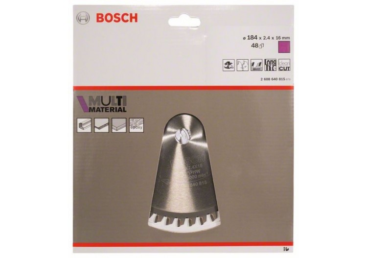 Lame de scie circulaire Multi Material 184 x 16 x 2,4 mm 48 - 2608640815 - Bosch