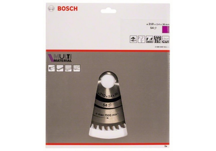 Lame de scie circulaire Multi Material 210 x 30 x 2,4 mm 54 - 2608640511 - Bosch