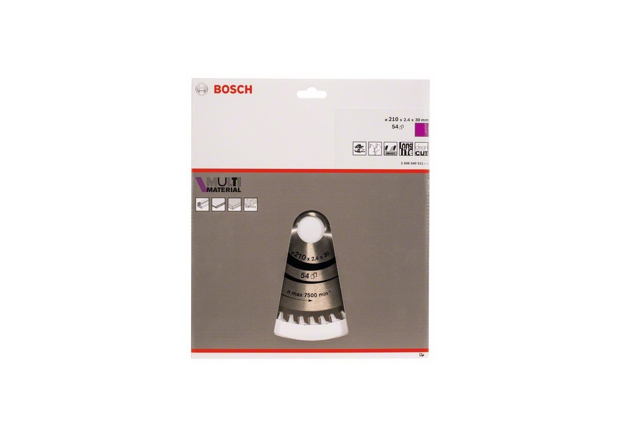 Lame de scie circulaire Multi Material 210 x 30 x 2,4 mm 54 - 2608640511 - Bosch