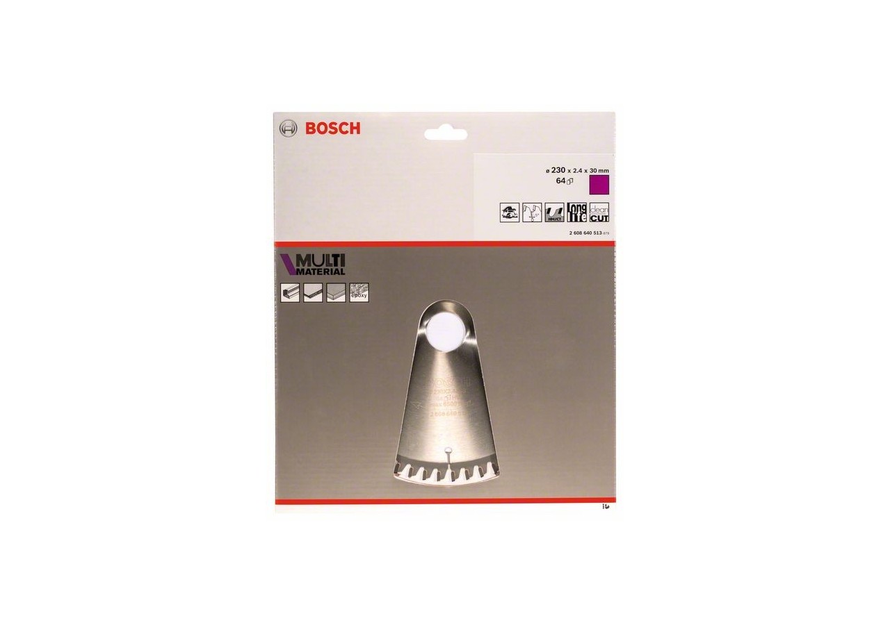 Lame de scie circulaire Multi Material 230 x 30 x 2,4 mm 64 - 2608640513 - Bosch