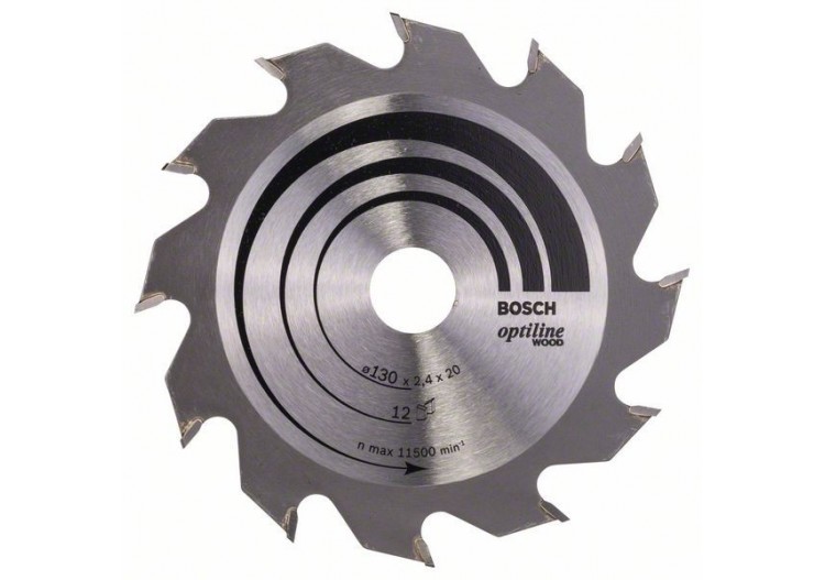Lame de scie circulaire Optiline Wood 130 x 20/16 x 2,4 mm, 12 - 2608641167 - Bosch