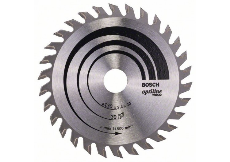 Lame de scie circulaire Optiline Wood 130 x 20/16 x 2,4 mm, 30 - 2608640583 - Bosch