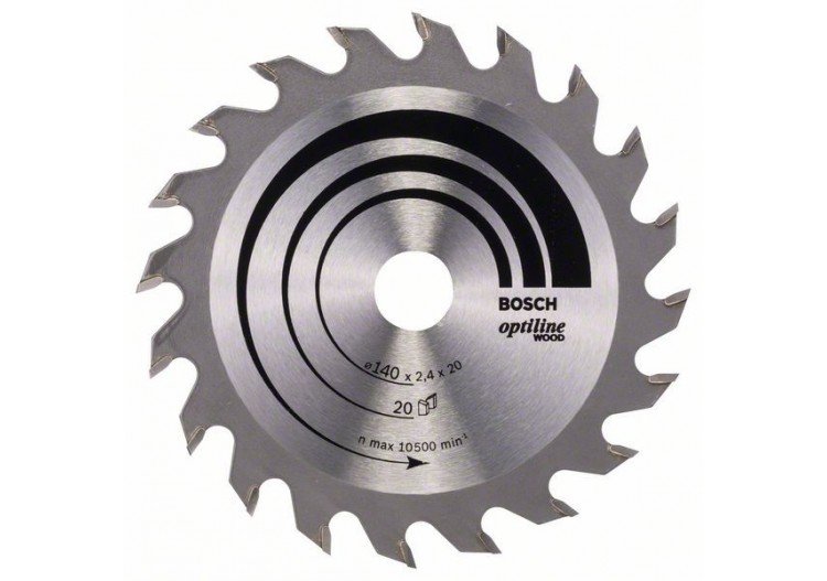 Lame de scie circulaire Optiline Wood 140 x 20/12,7 x 2,4 mm, 20 - 2608640586 - Bosch