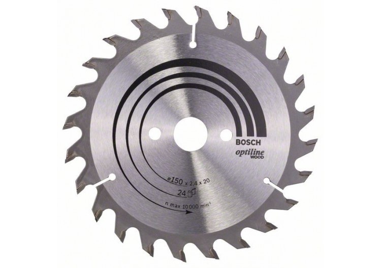 Lame de scie circulaire Optiline Wood 150 x 20/16 x 2,4 mm, 24 - 2608640592 - Bosch
